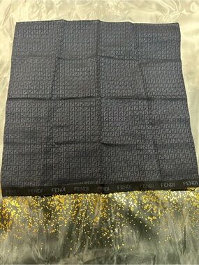 Fendi Dark Gray FF Logo Silk Scarf